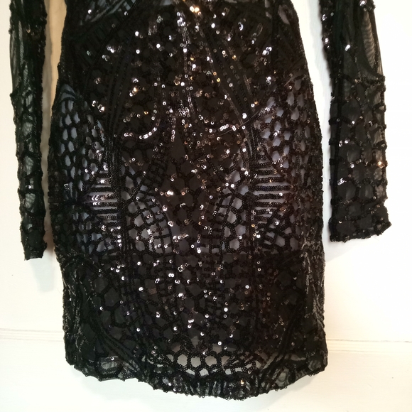 🛍️ BUNDLE ONLY 🛍️Fashion Nova Black Sheer Sequin Long Sleeve Dress - Picture 5 of 9